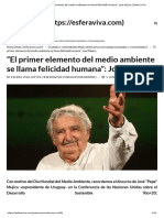 El Primer Elemento Del Medio Ambiente Se Llama Felicidad Humana - José Mujica - Esfera Viva PDF