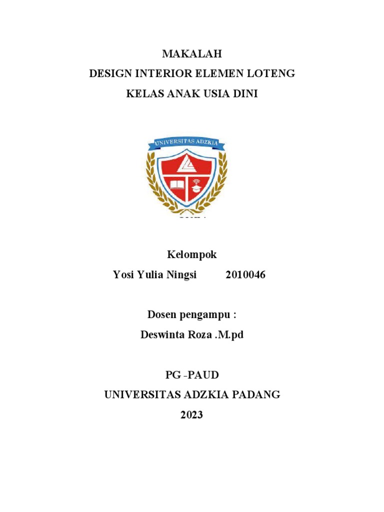 Desain Loteng untuk Kelas Anak Usia Dini | PDF
