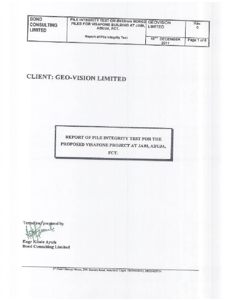 Pile Intengrity Test Report PDF | PDF