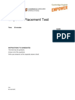 Cambridge English Empower Empower Paper Based Placement Test Question Sheet Placement Test