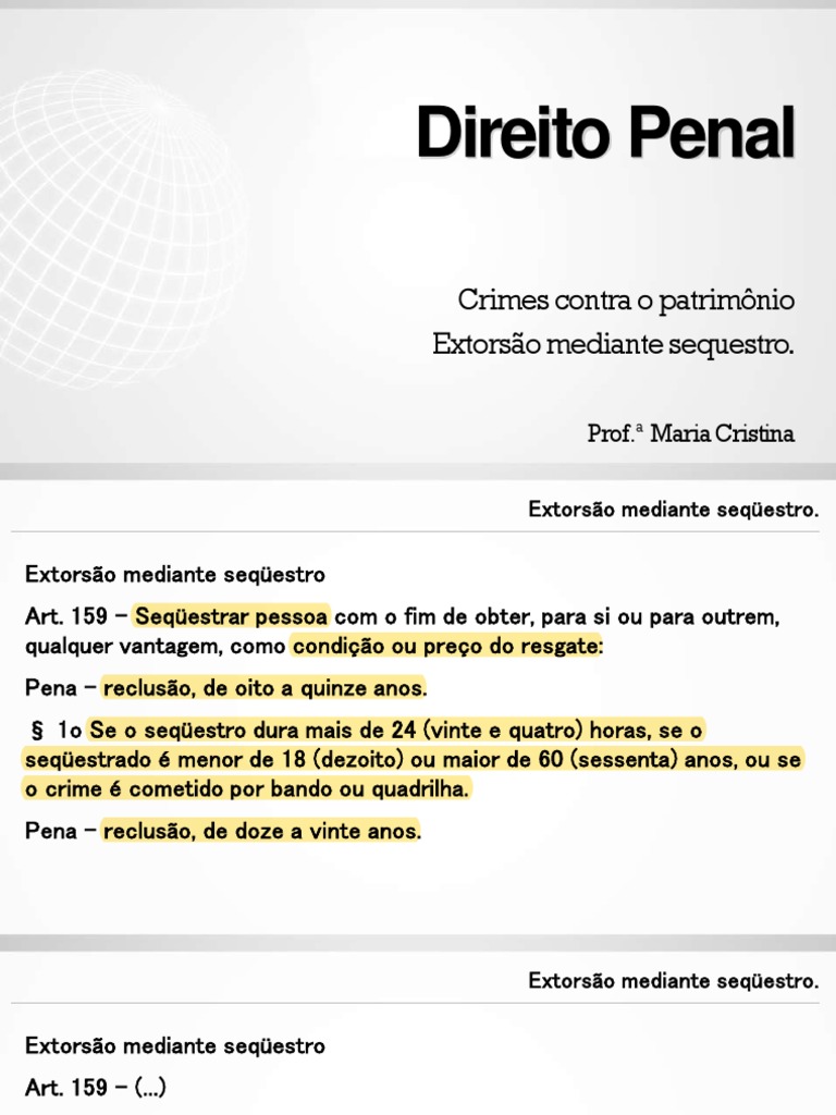 Extorsão Mediante Sequestro: Penalidades | PDF
