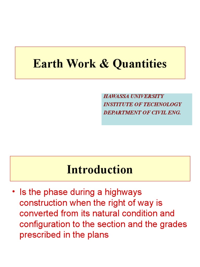 CHP- VII Earth Work and Quantities | PDF