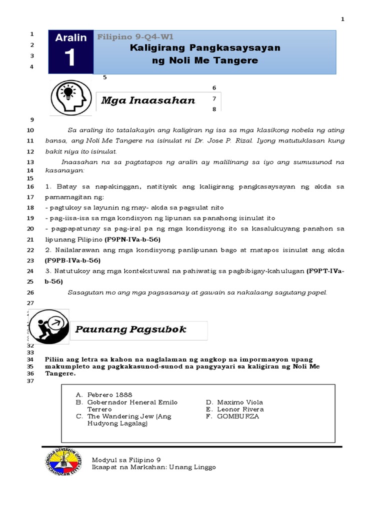 Filipino 9 Q4 Week 1 Pdf Pdf