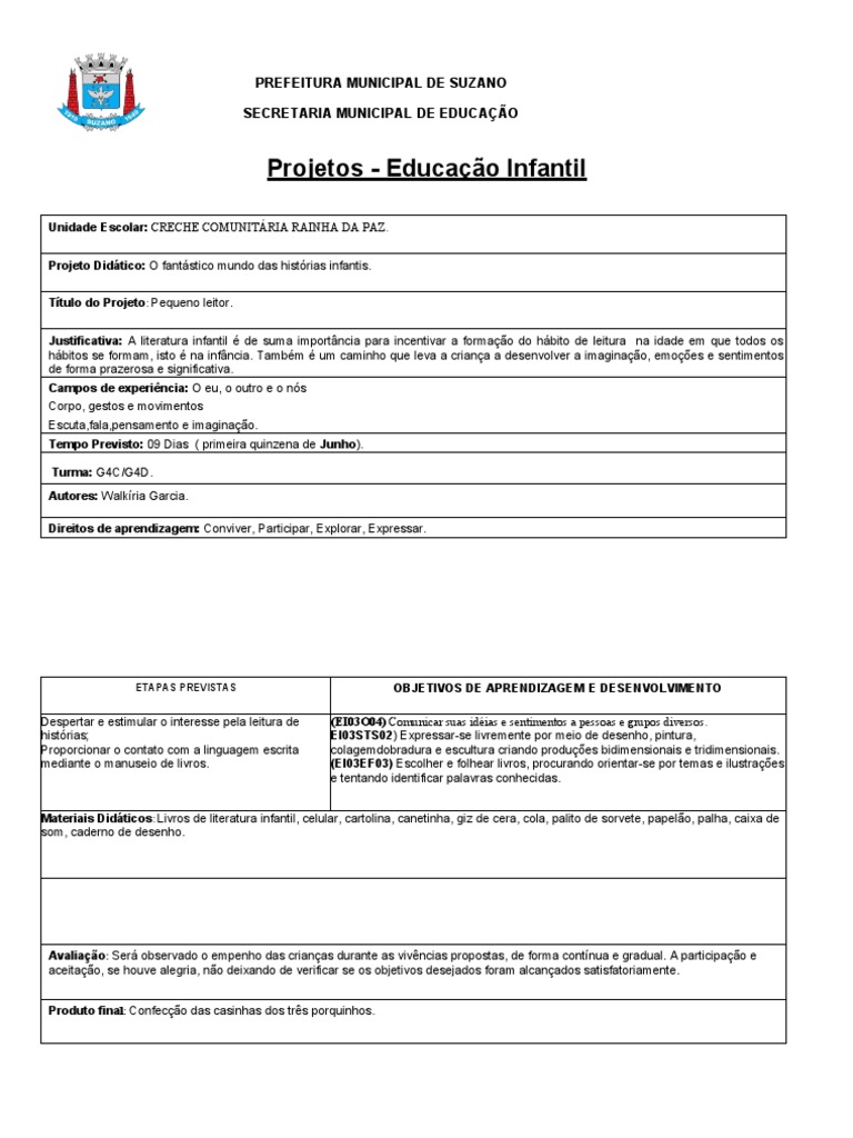 Projeto Pequeno Leitor Pdf