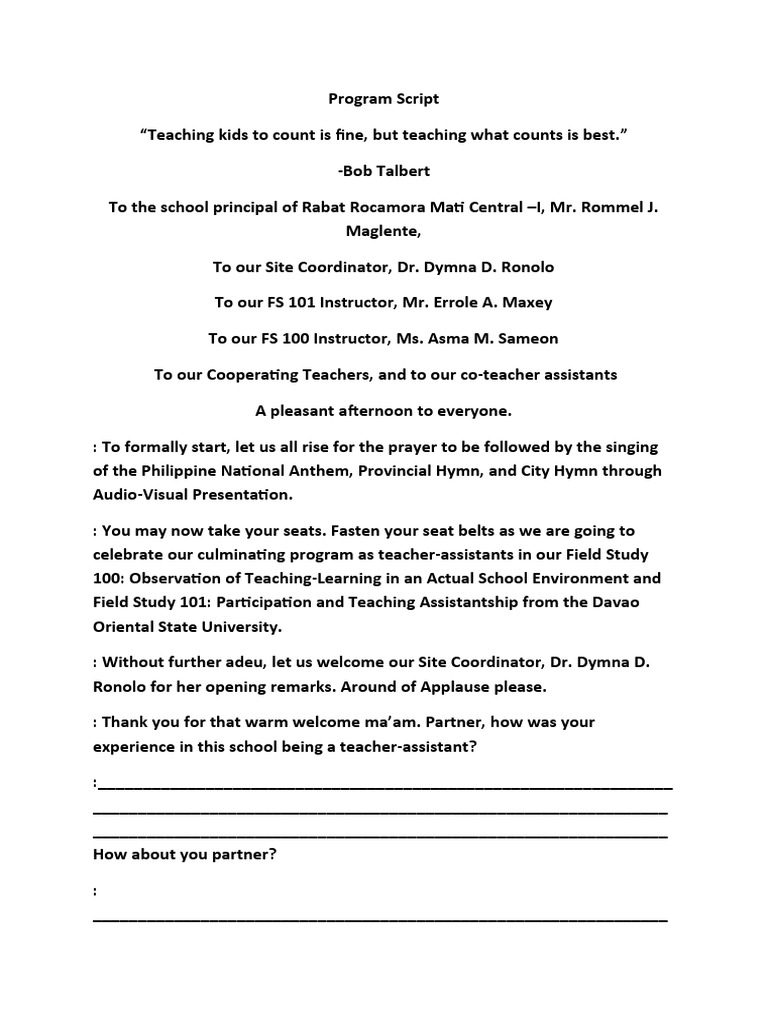 Program Script | PDF