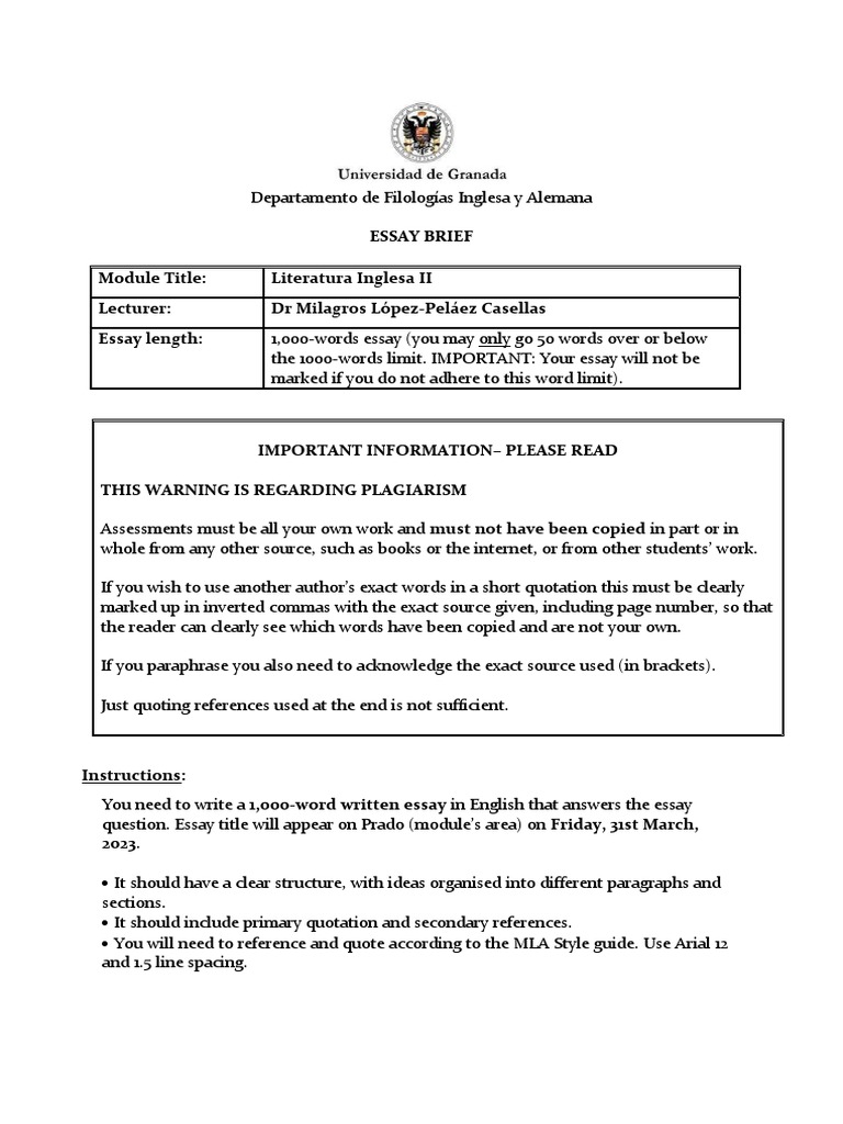 Essay Brief PDF Essays Written Communication