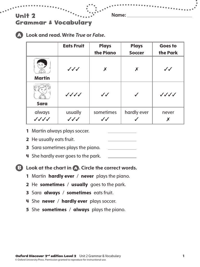 OD2e L2 Grammar and Vocab WS Unit 2 PDF | PDF