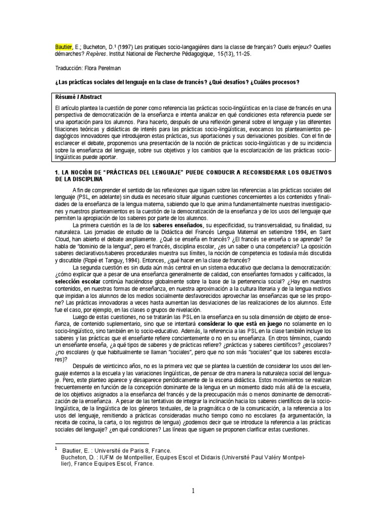 Prácticas Sociales del Lenguaje en Clase | PDF | Artes del Lenguaje y ...