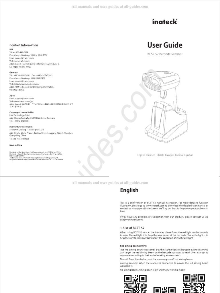 Inateck BCST 52 Operation User S Manual 44 PDF