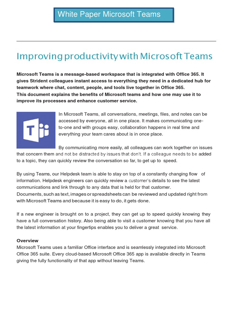 Boost Productivity with Microsoft Teams | PDF | Share Point | Microsoft ...