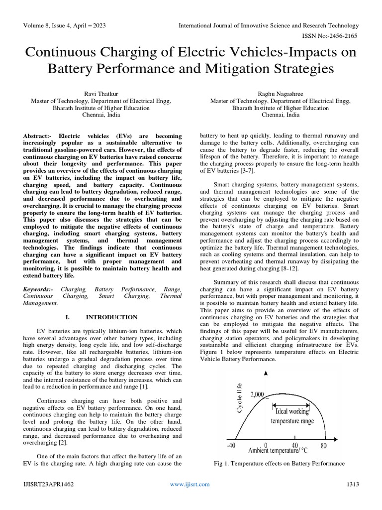 Continuous Charging of Electric VehiclesImpacts On Battery Performance