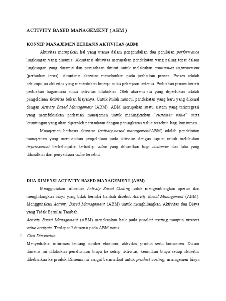Activity Based Management PDF