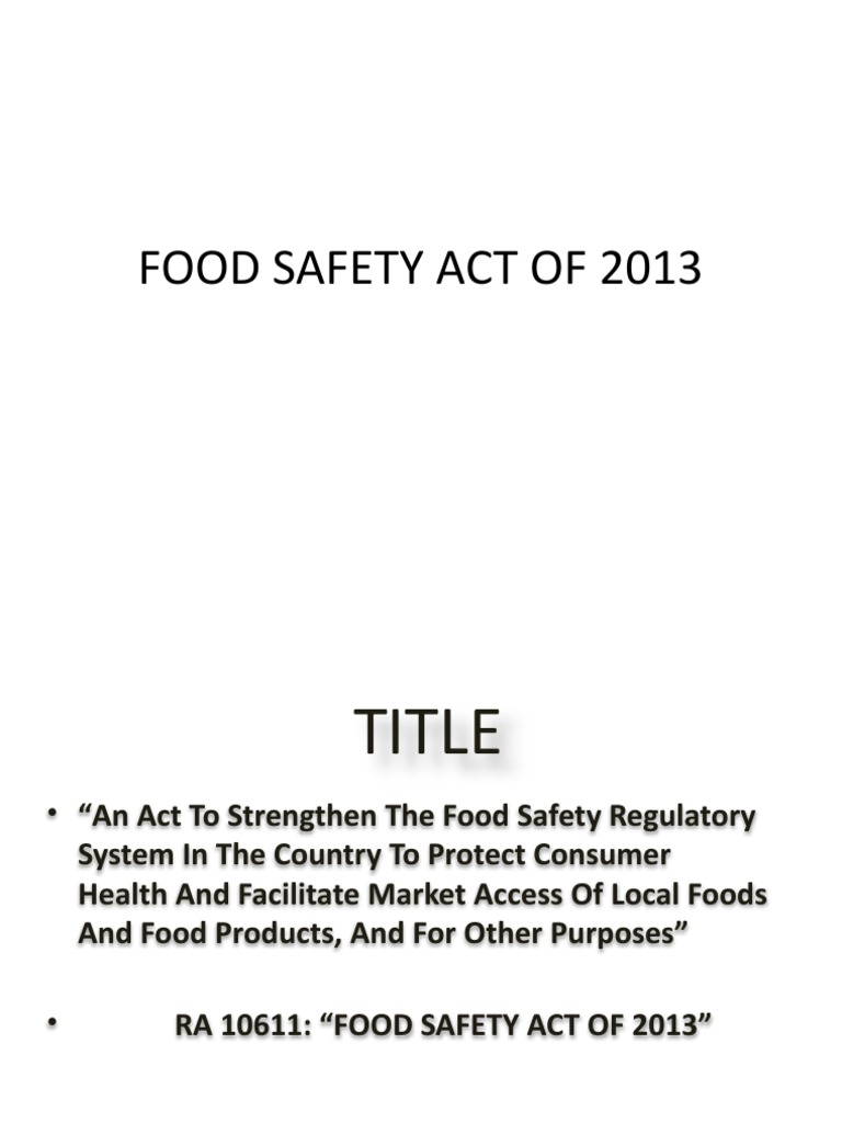 Food Safety Act 2013: Key Regulations | PDF