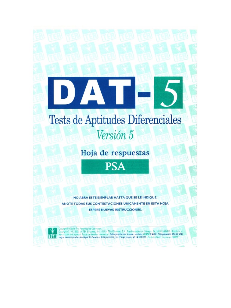 Hojas de Respuestas Dat 5 | PDF