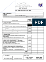 Department of Education Work Immersion Evaluation Sheet