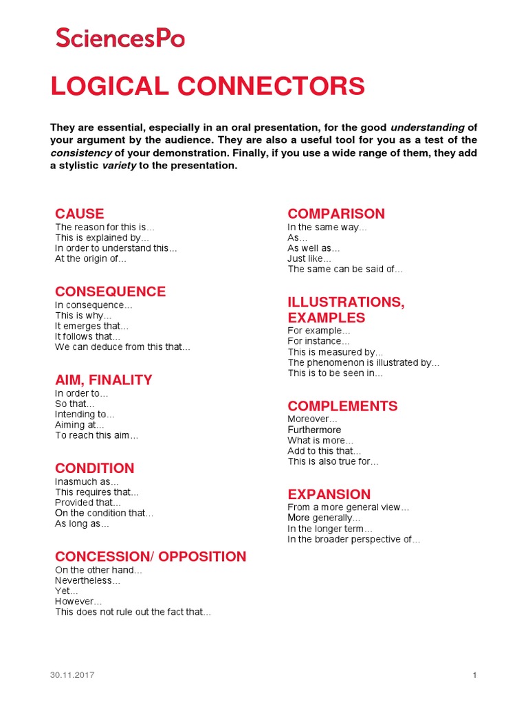 Grand Oral Memo Logical Connectors en PDF | PDF