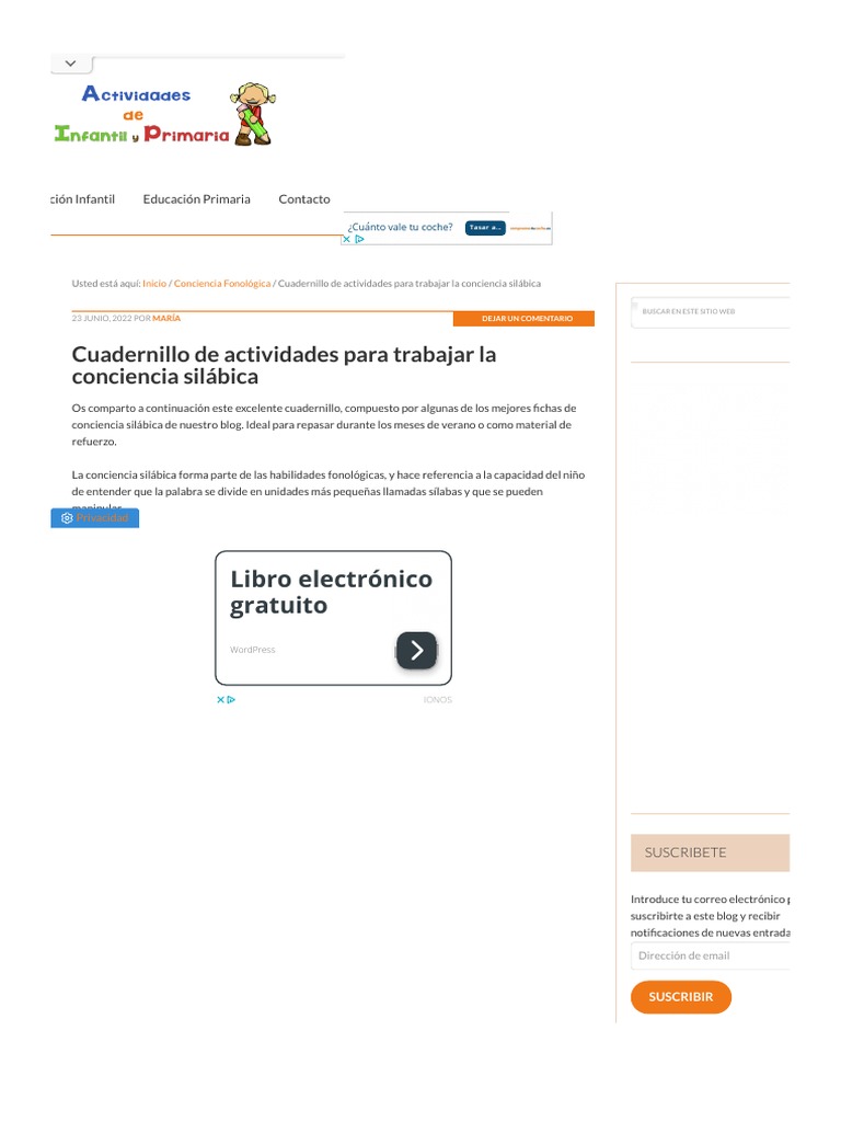 Cuadernillo de Actividades para Trabajar La Conciencia Silábica PDF | PDF