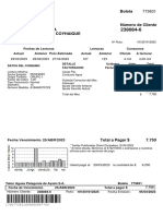 Boleta: Actual Anterior Fechas de Lecturas Lecturas Cliente A Facturar Consumos Próx - Estimada Actual Anterior