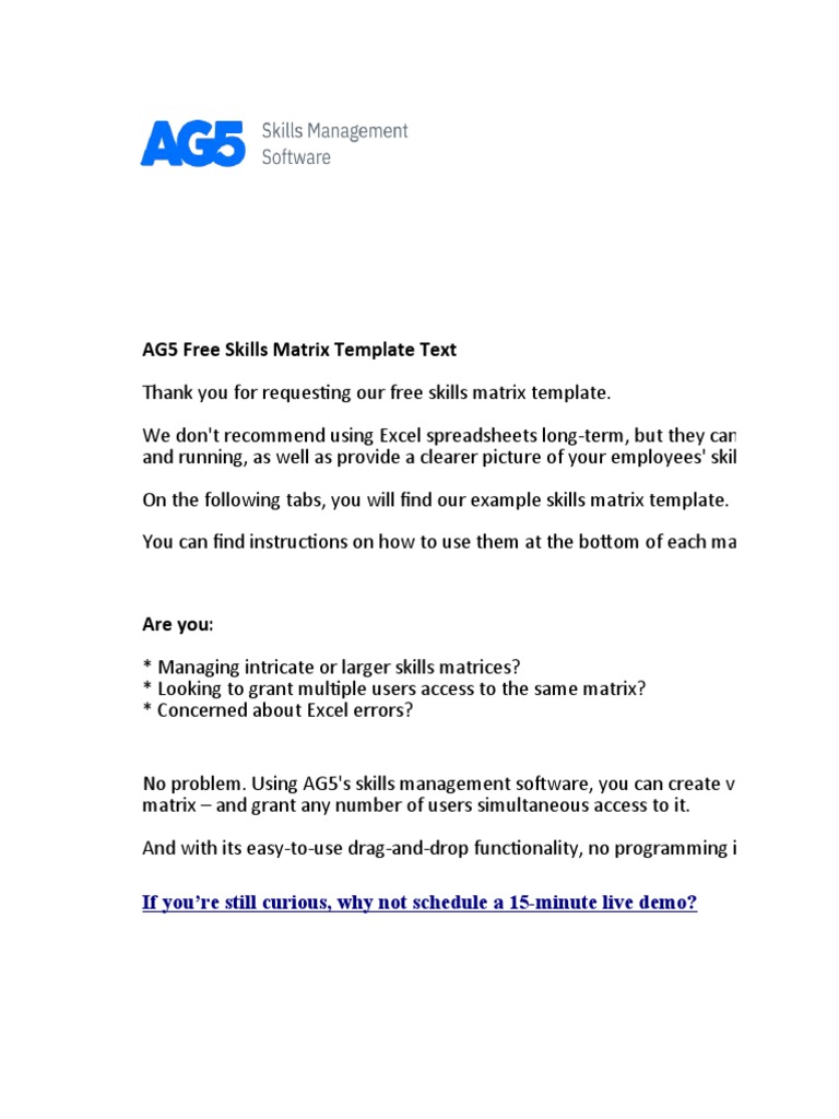 AG5 Skills Matrix Template Guide | PDF