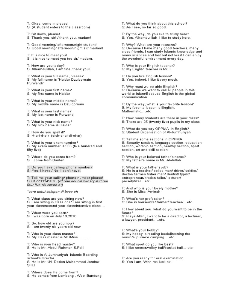 Oral Exam Conversation Fix PDF