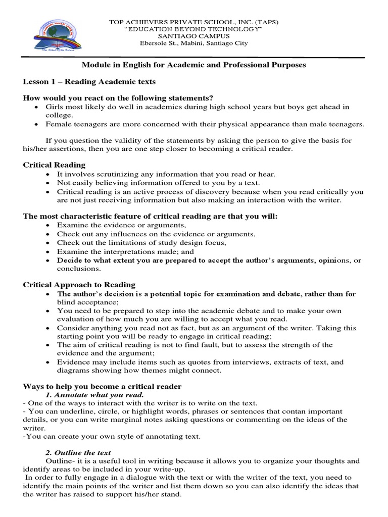 EAPP Module 1 PDF | PDF