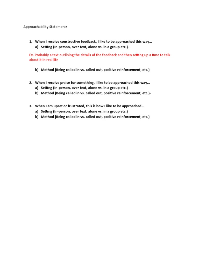 Approachability Statements - Students | PDF