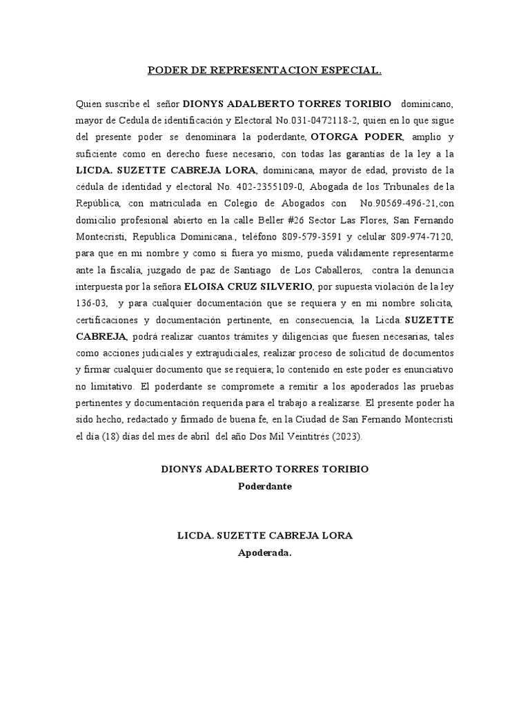 Poder de Representación Legal 2023 | PDF | Gobierno | Justicia