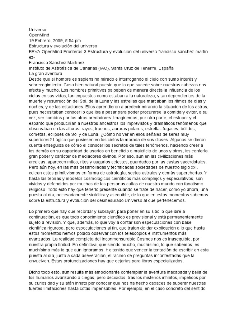 Estructura y evolución del universo | PDF