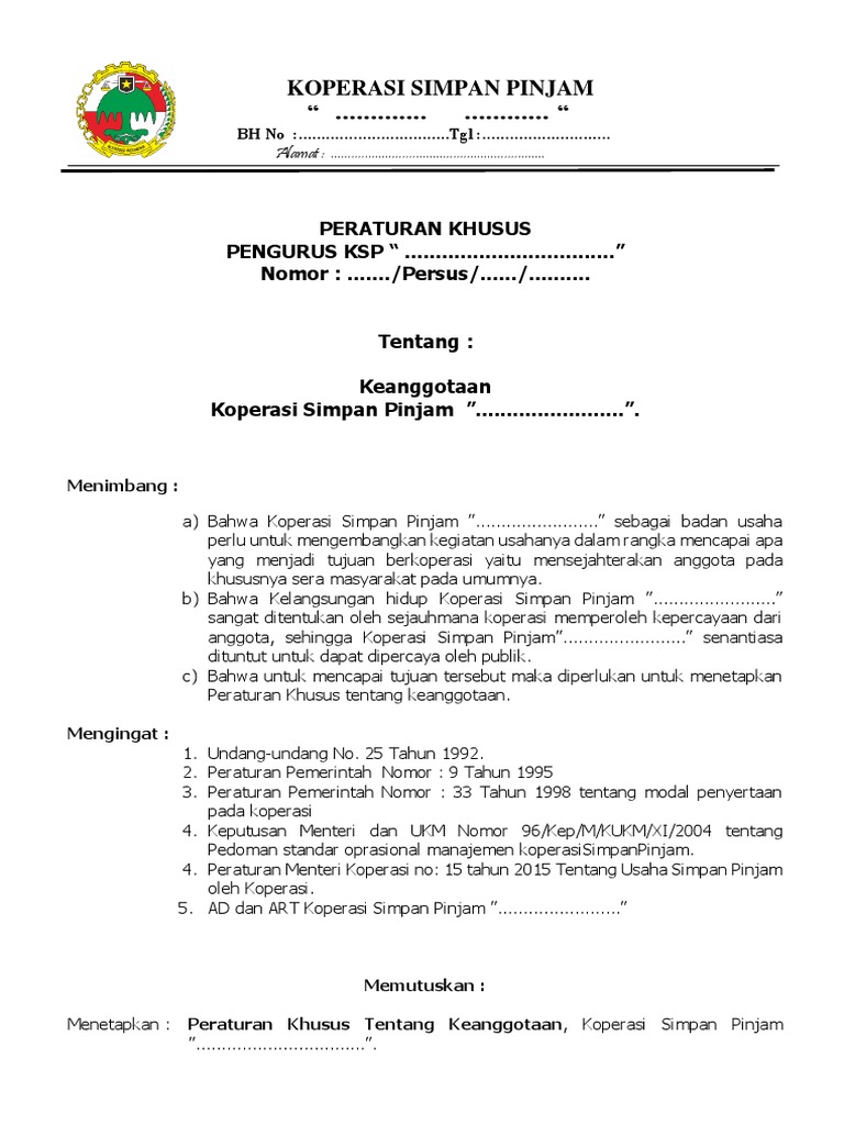 Contoh Persus Keanggotaan Pdf Pdf