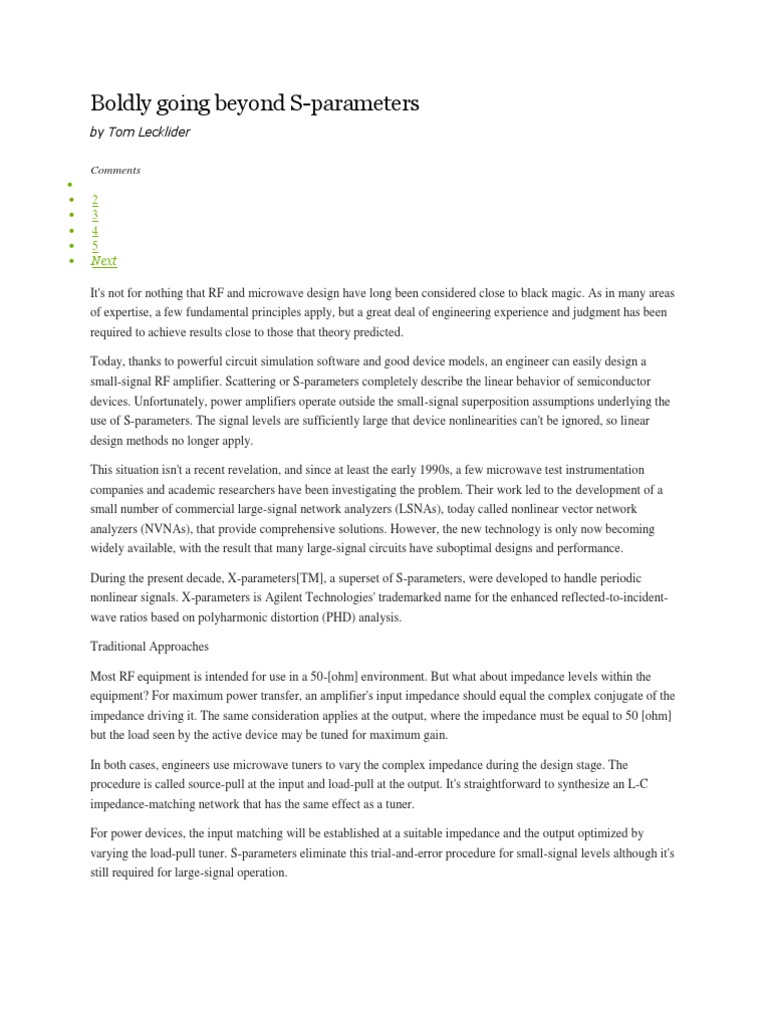 Beyond S Parameters | PDF | Amplifier | Spectral Density