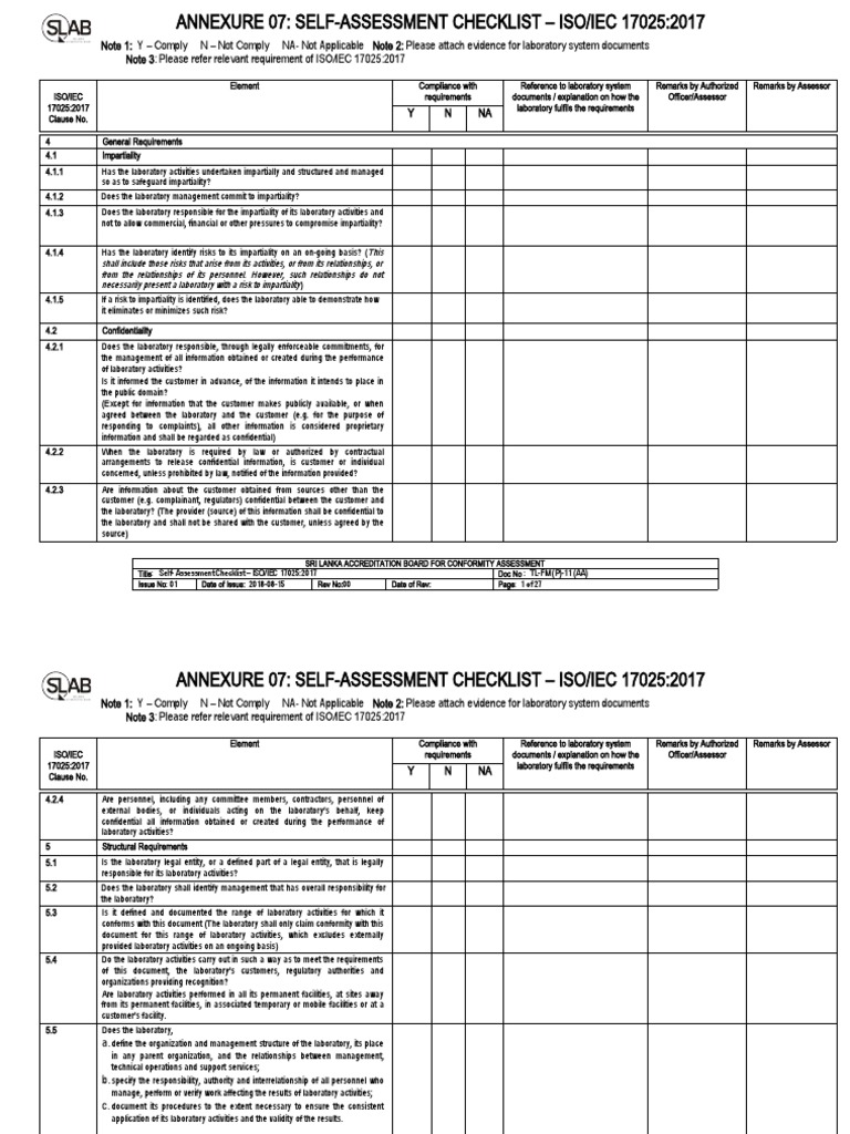 TL FMP 11 AA Self Assessment Checklist | PDF