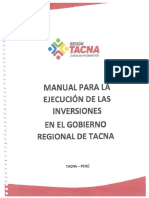 Manual para La Ejecución de Inversiones en El Gobierno Regional de Tacna 2022