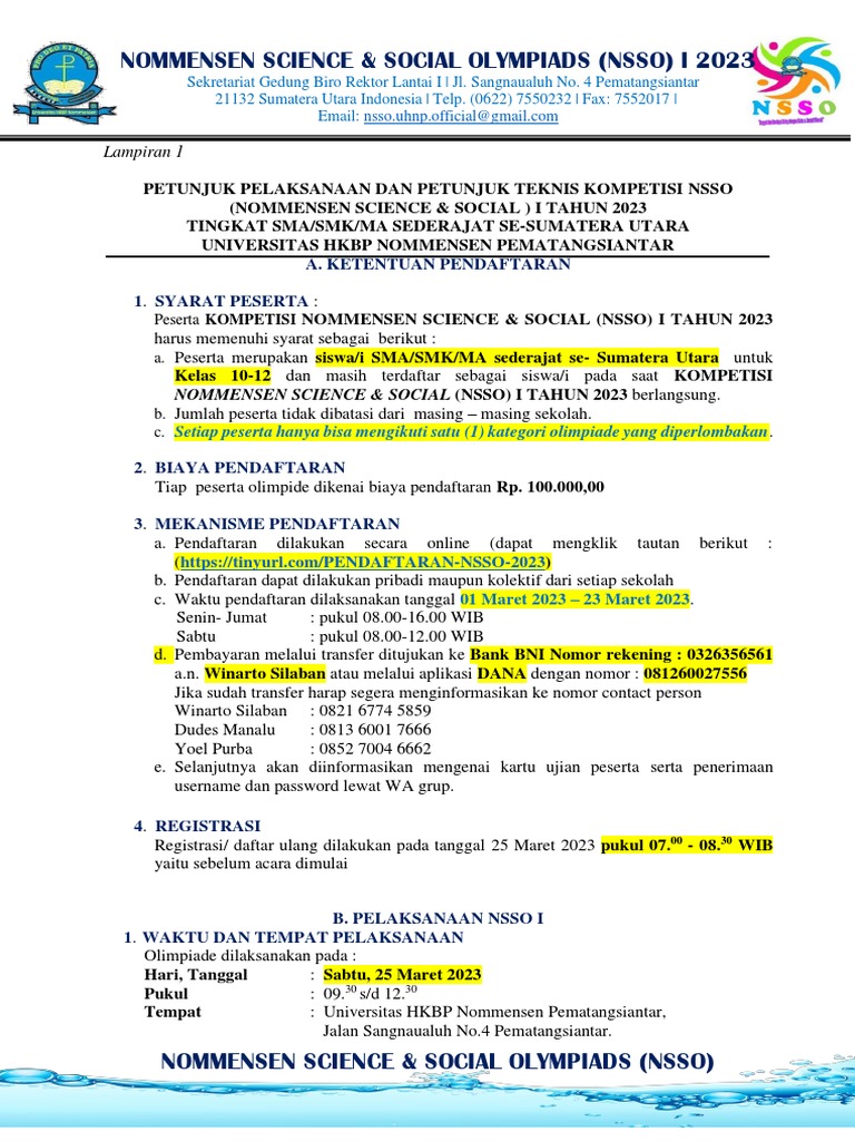 Kompetisi NSSO 2023 untuk SMA Se-Sumatera | PDF