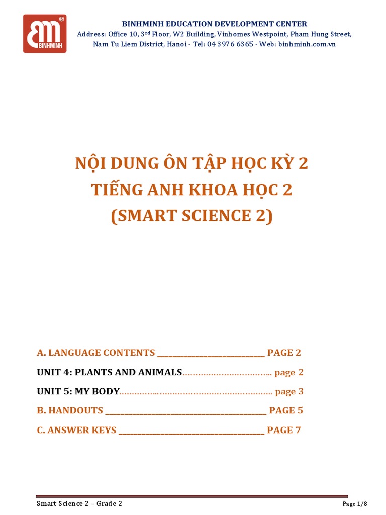 Smart Science 2 - de Cuong HK 2 PDF | PDF