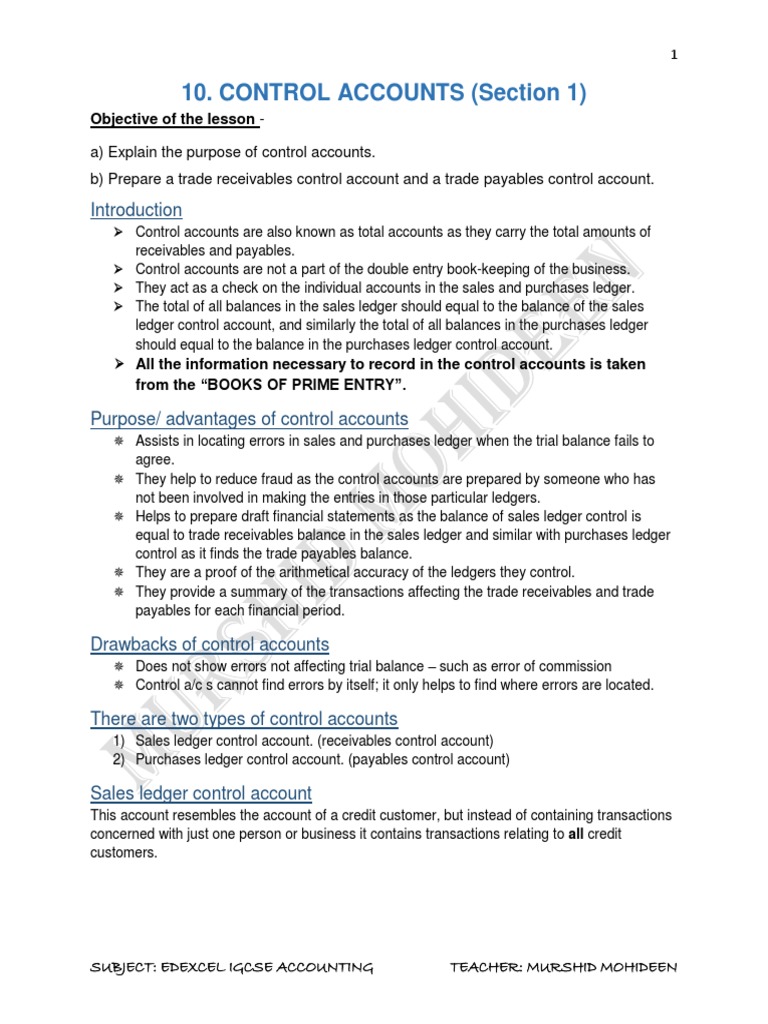 Control Accounts 1 PDF PDF Accounts Payable Accounting