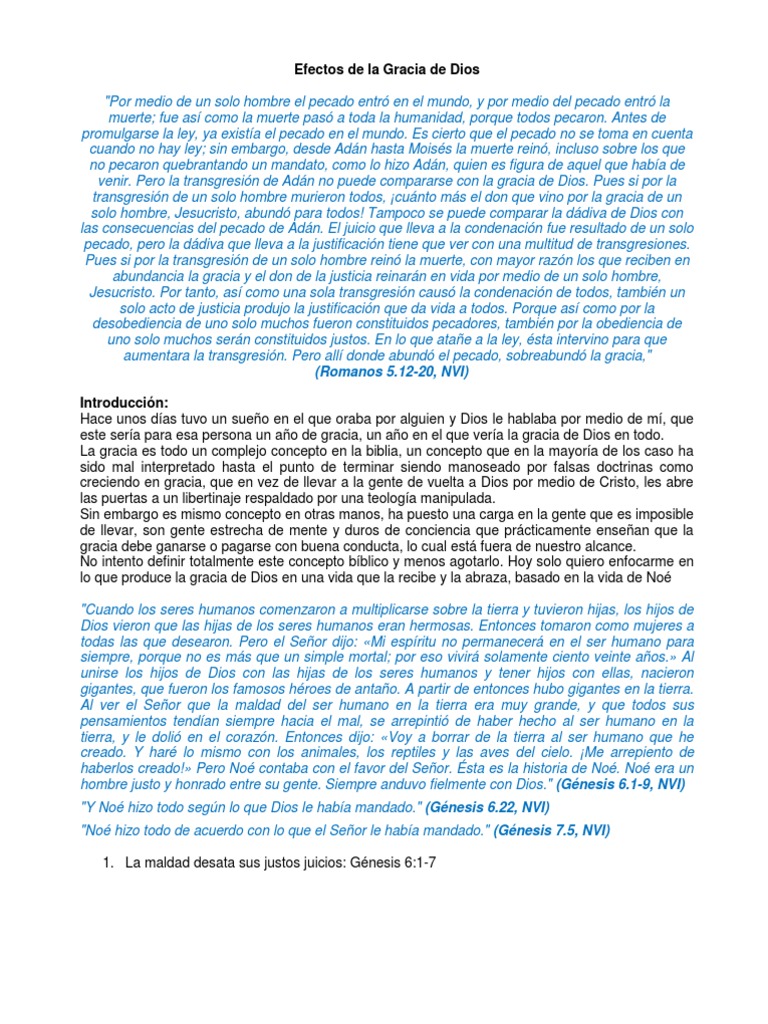 La Gracia de Dios y su Efecto en Nosotros | PDF | Gracia divina | Pecado