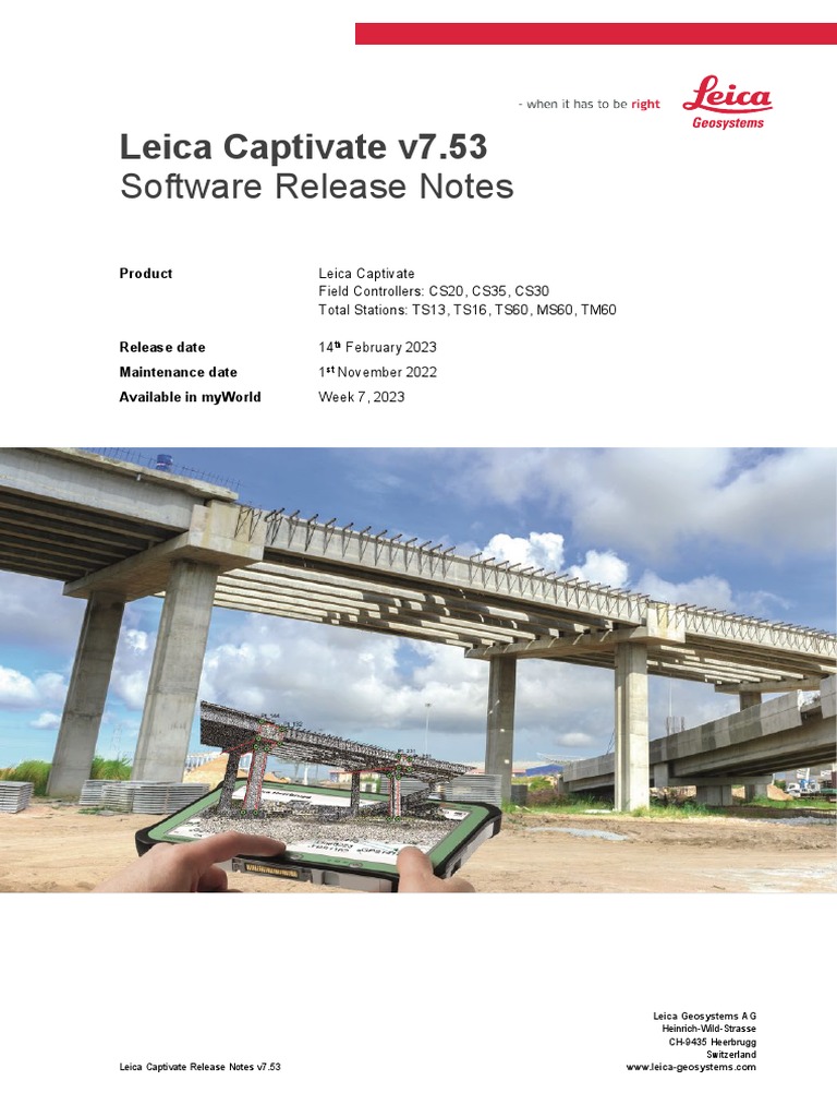 Leica Captivate v7_53 Release Notes_EN.pdf | PDF