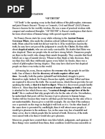 Critical Appreciation of ''Of Truth''