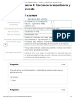 Examen - (AAB01) Cuestionario 1 - Reconoce La Importancia y Los Elementos Del Costo PDF