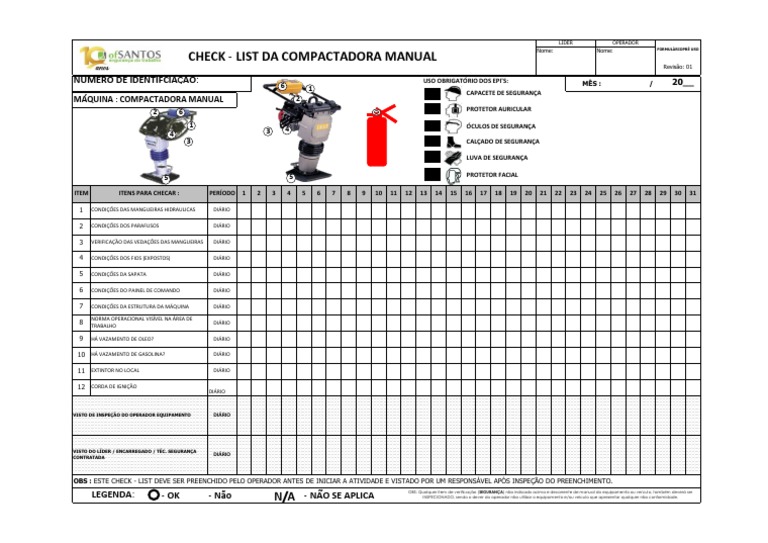 Check-list Diário para Compactadora Manual | PDF