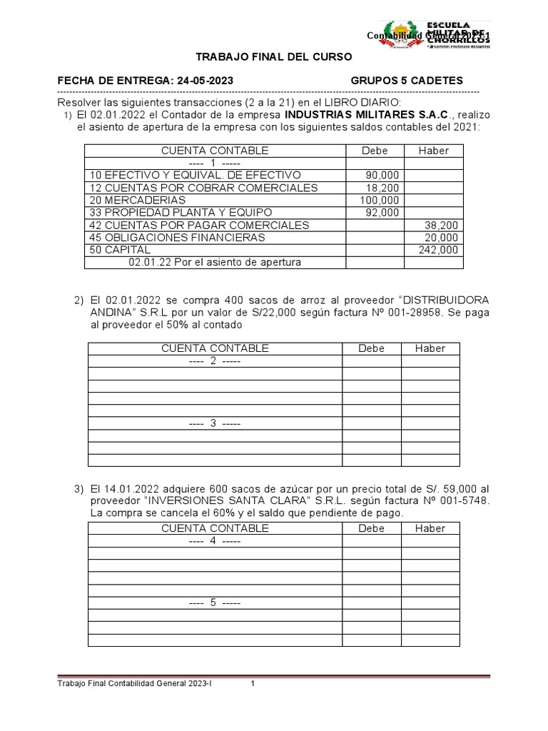 Trabajo Final Contabilidad General 2023 | PDF | Contabilidad | Ciencias ...