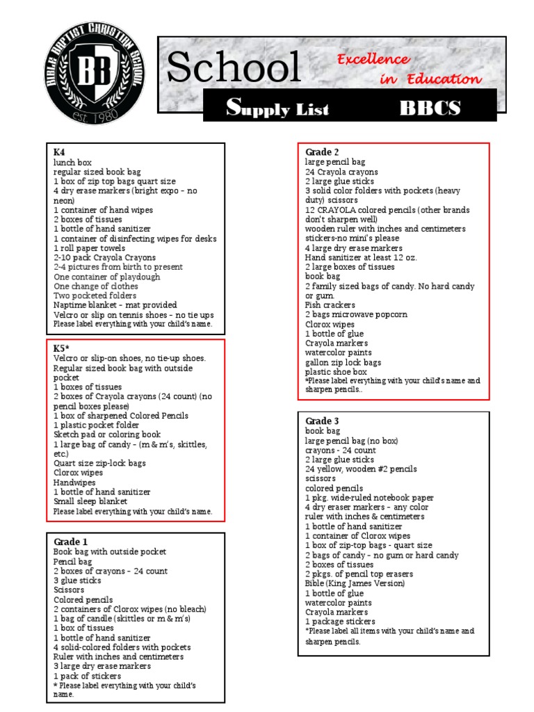 Supply Lists 202223 PDF