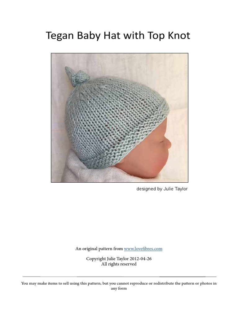 Tegan Baby Hat With Top Knot PDF Knitting Knitting Needle