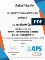 Prevención y Control de Infecciones (PCI) Causadas Por El Nuevo Coronavirus (COVID 19) - Certificado Del Curso 2940822