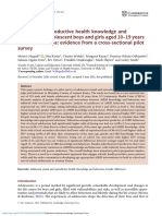 Sexual and Reproductive Health Knowledge and Behaviour of Adolescent Boys and Girls Aged 10 19 Years in Western Kenya Ev