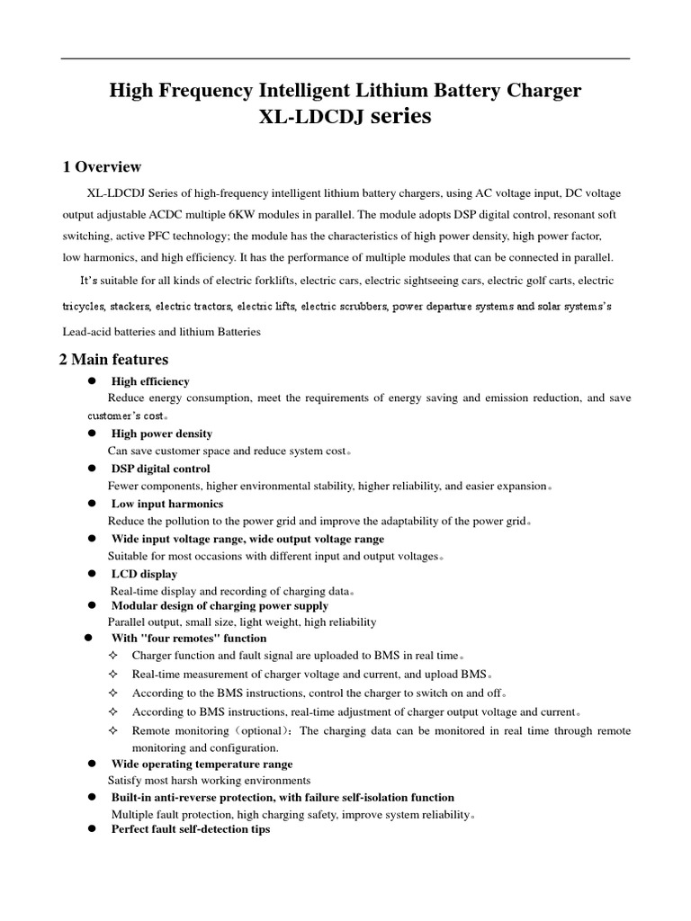High-Frequency Lithium Battery Charger Manual | PDF | Technology ...