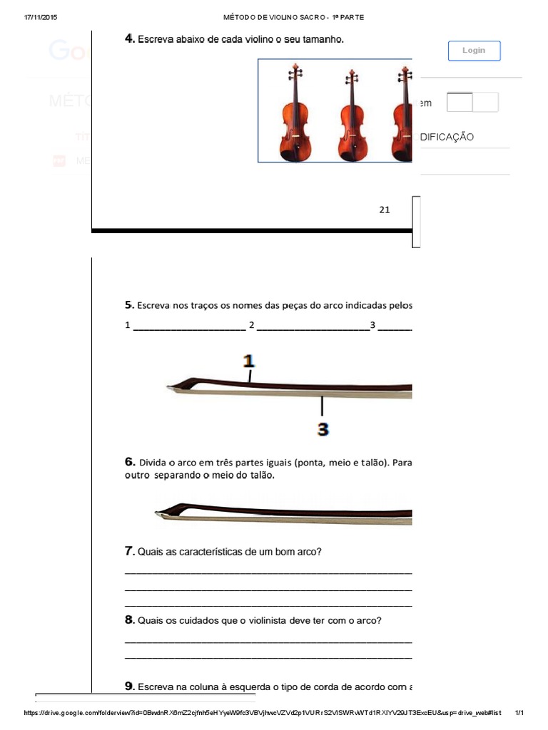 Método de Violino Sacro - Parte 1 | PDF