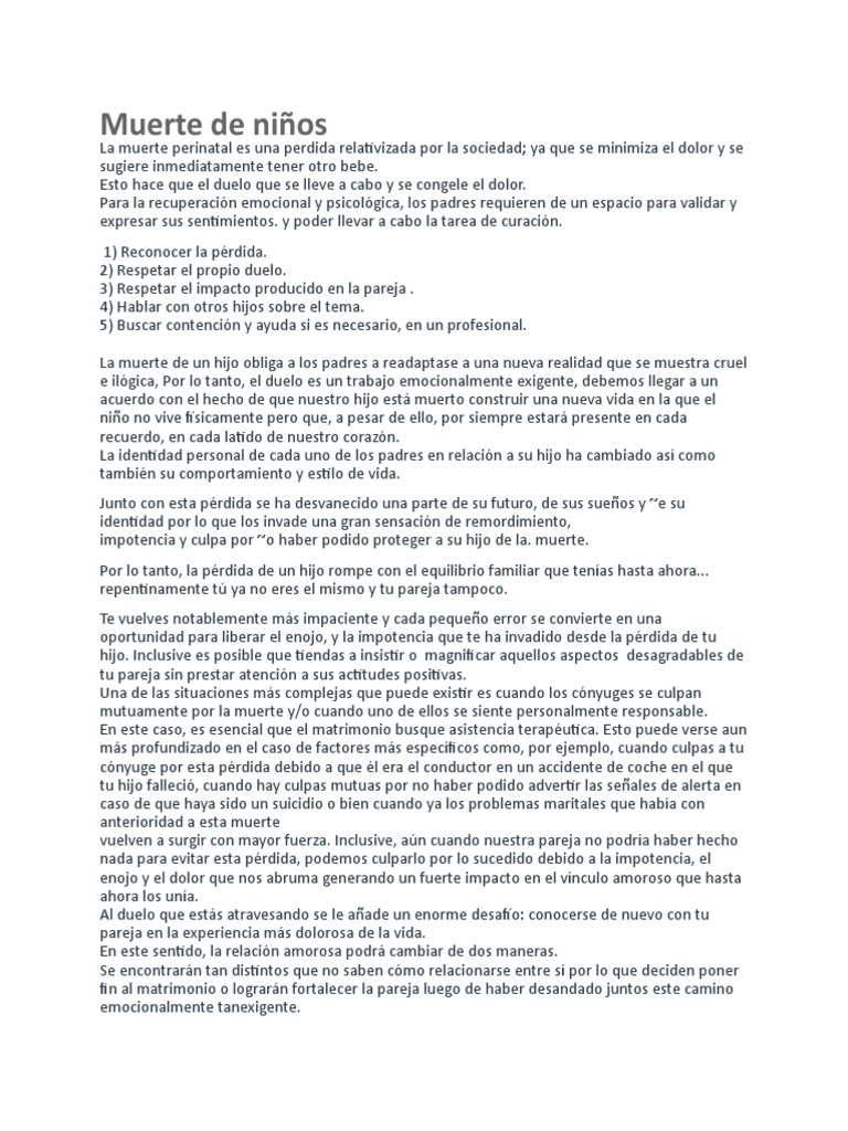 Duelo por la muerte de un hijo | PDF