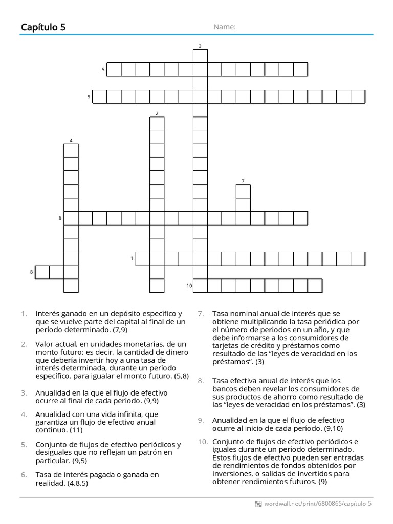 CAPÍTULO 5 Crucigrama PDF PDF