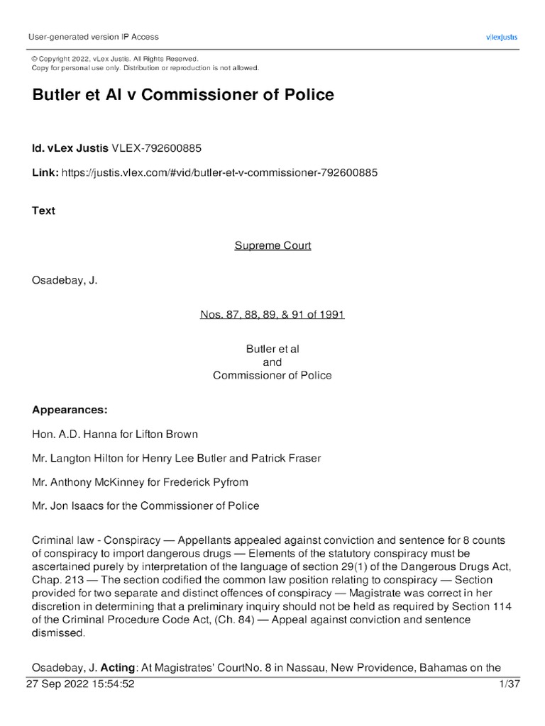 Butler V COP BS 1994 SC 97 PDF | PDF